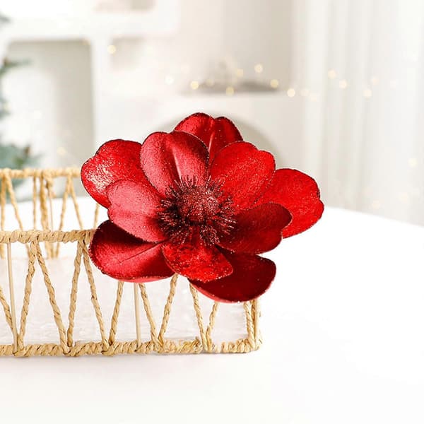 Julepynt Kunstige Blomster DIY Juleflanell 15 cm Juleblomst Juletrepynt Blomsterarrangement