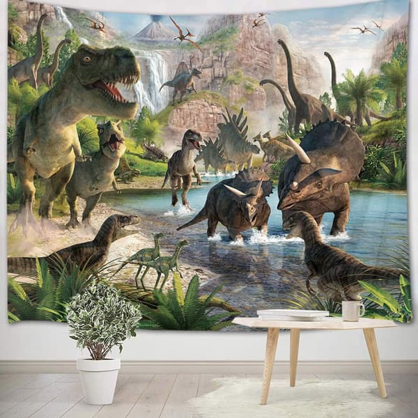 Dinosaurus seinävaate seinäkoriste muinainen eläinkangas metsä
