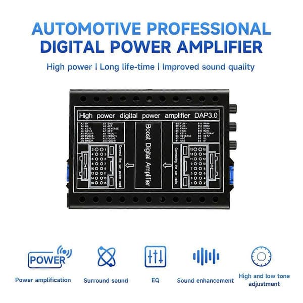 Bilforstærker DC 12V Hi-Fi Booster Audio Stereo Digitale Lydprocessorer 4x60W til Android tabsfri