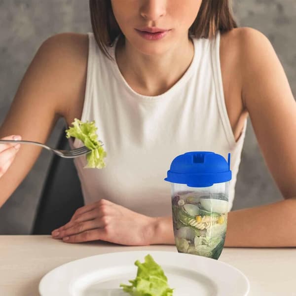 Bærbare Bento Salatkopper Sæt med Gafler og Sovsebeholder til Picnic