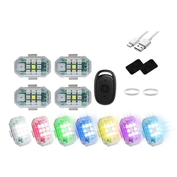 Motorcycle Strobe Light LED Flash Anti-Collision Warning Light Car Bicycle Waterproof Wireless Remote Control