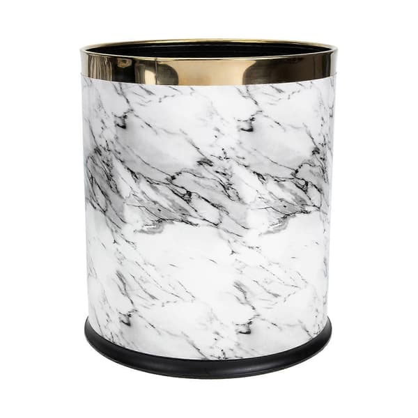 Decorative Waste Bin Marbled Trash Can Lidless Wastebasket