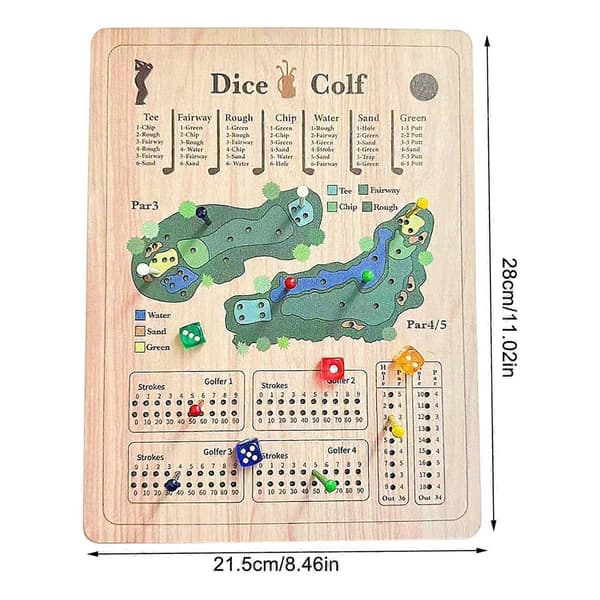 1 Set Trä Golf Tärningsspel Bärbart Rese Golf Resultattavla Leksak Barn Vuxna Interaktiv Golf