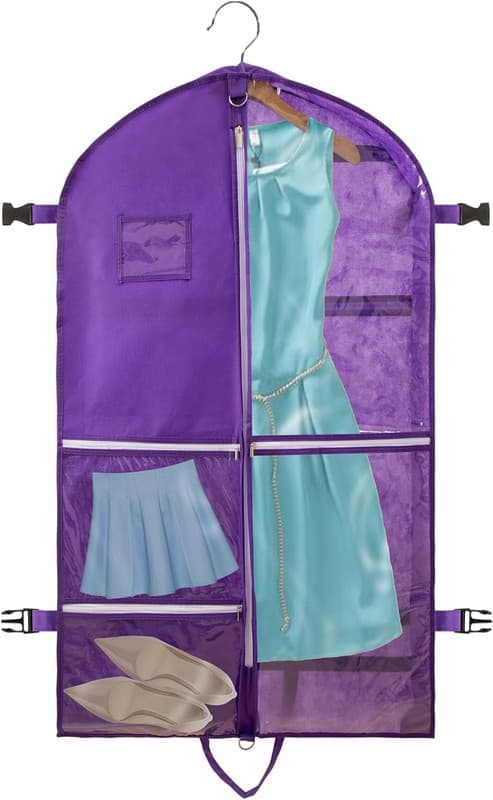 Garment Bag 110x60 cm with 5 Pockets Foldable Suit Bag Garment Bag/Clothes Protector / Garment Storage Purple