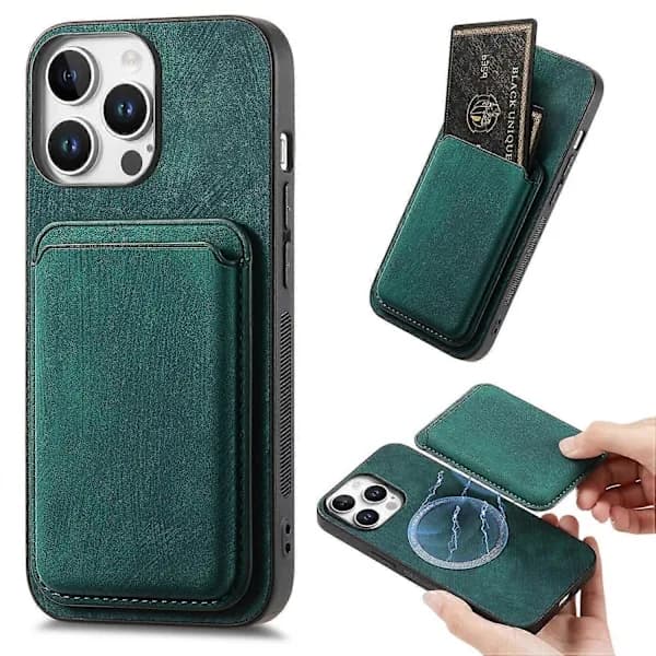 Case for iPhone 16 Pro Max, MagSafe Compatible Leather Case with Detachable Card Holder [CO]