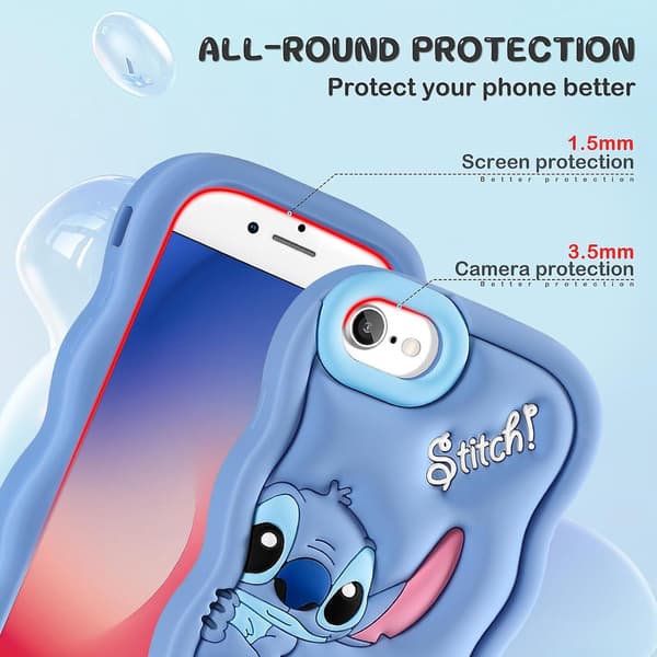 iPhone 7 8 6s SE Soft Silicone Cartoon Case for Teens - Protective Cover-FA-