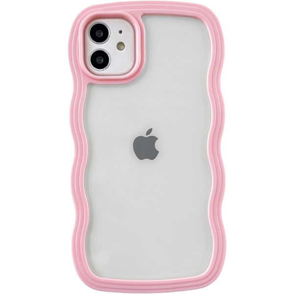 Cute Wave Pattern Shockproof Soft Compatible iPhone Protective Case (Pink, iPhone 11) pink pink