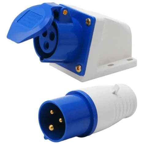IP44 Waterproof Industrial Socket 16A 220-250V – 3-Pin 2P+E – For RVs and Power Tools – Surface Mounted