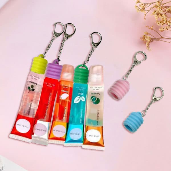 5 Pcs Versatile Lip Gloss Keychain Capsules for Everyday Use and Events