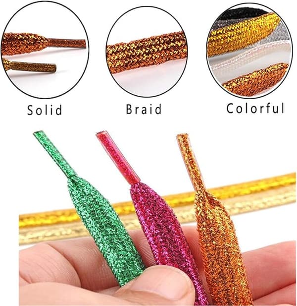 Colorful Metallic Glitter Flat Sole Shoelace (White), 115 cm long, s