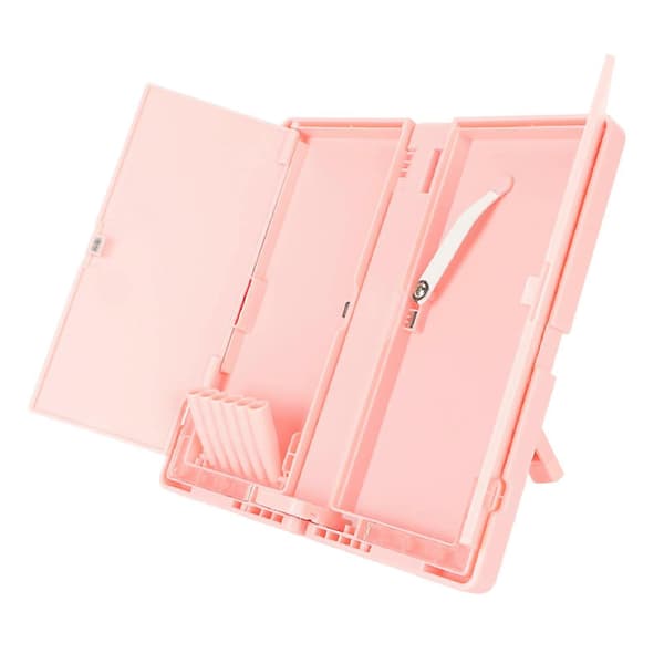 Pencil Case Book Reading Stand Multifunctional Triangular Support Thickened ABS Foldable 2 Layer Pen Box Book Holder Pink
