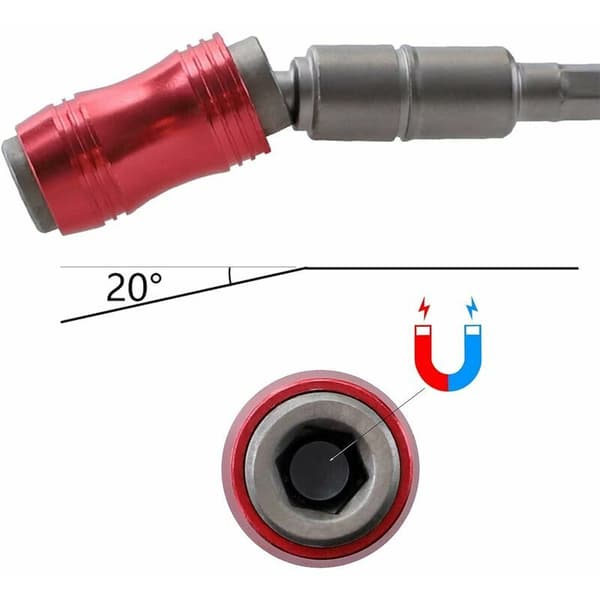 Svingbar magnetisk bitsholder - Magnetisk holder for 1/4 bits - 20° roterbar