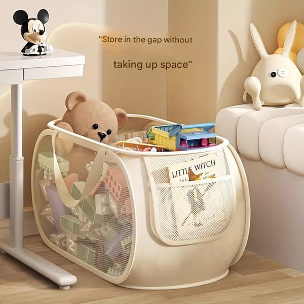 Large Toy Storage Basket, Transparent, Divided Compartments, Durable Horizontal Horisontell