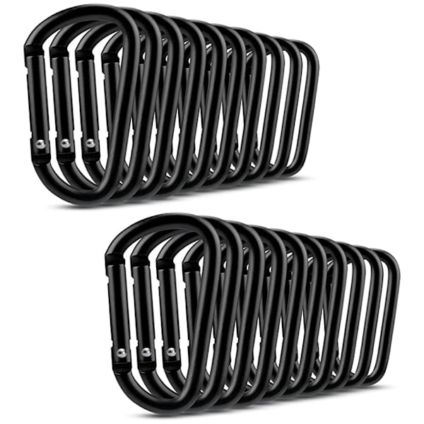 20 st små karbinhakar, multifunktionella aluminium D-ringklämmor