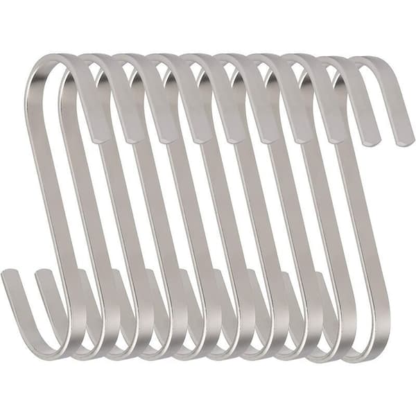 CRUEL S-hooks 11 cm Large Flat Stainless Steel S-Hooks Hanging Hooks for Kitchen Utensils Towels Clothes Plants Garden Tools 10 Pcs (Silver)