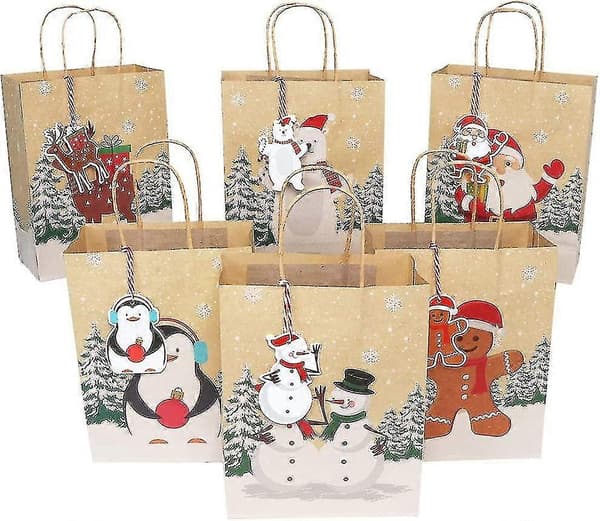 Julklappspåsar 24 stycken, julväskor med 24 julklappsetiketter och röd present