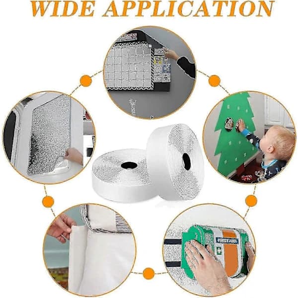 Self-adhesive 50 meter extra strong double-sided tape with hook and loop fastener, 20 mm wide (black) - Bra White 20mm