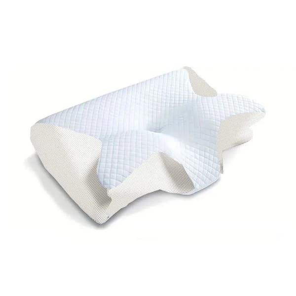 1-pack Memory Foam Kudde, 2-i-1 Ergonomisk Kontur Ortopedisk Kudde för Nacksmärta. Vit White