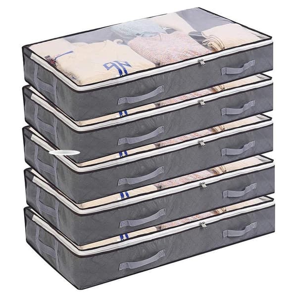 1 stk oppbevaringspose under sengen, sammenleggbar klespose 75L stor kapasitet
