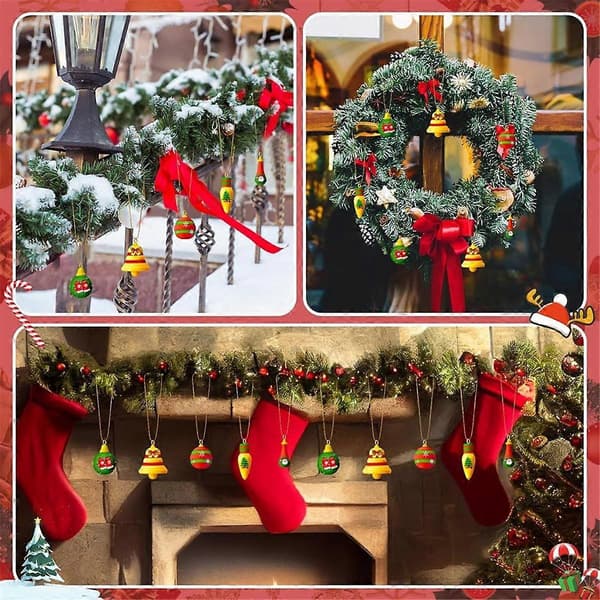 30 ubehandlede træhåndværk julepynt hængende ornamenter med malingstilbehør til DIY kunstmaling