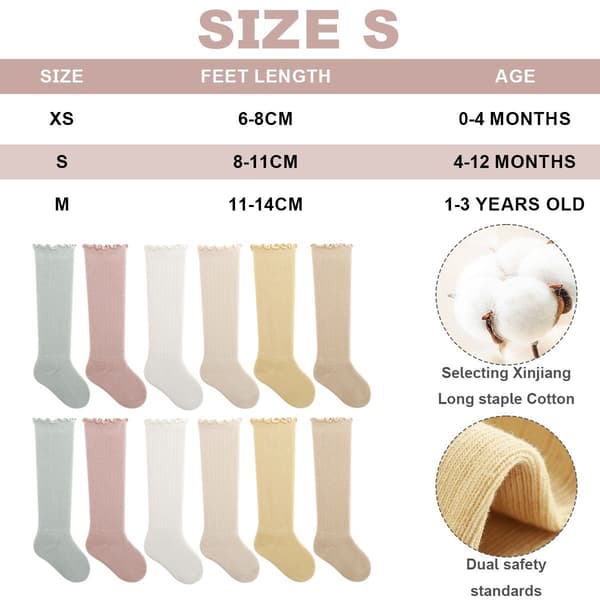 6 par unisex baby knestrømper sømløse småbarn gutter jenter S KLB