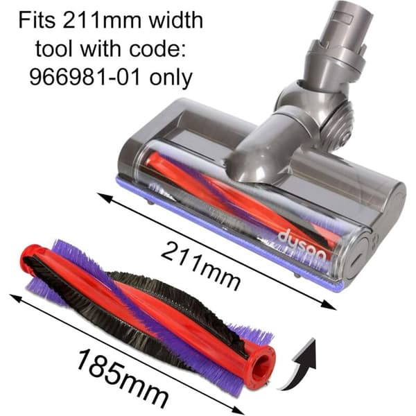 Vacuum Cleaner Roller Brush for Dyson V6/DC59/DC62/SV03 - High-Strength Material - 185mm Wide - Compatible with Specific Models