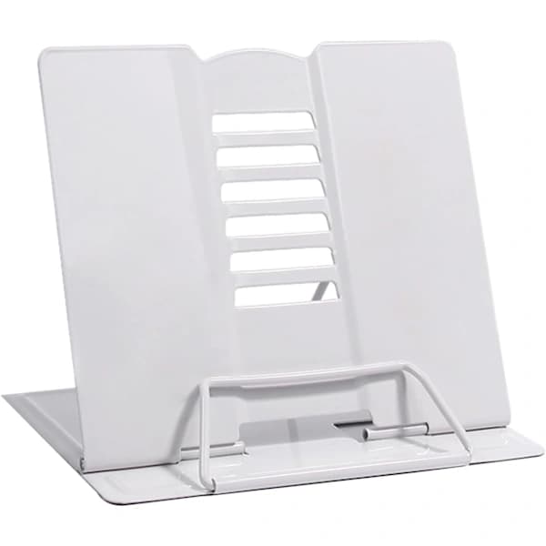 Book Stand Metal Adjustable Reading Holder Foldable for Books Documents Tablet Home Office School White