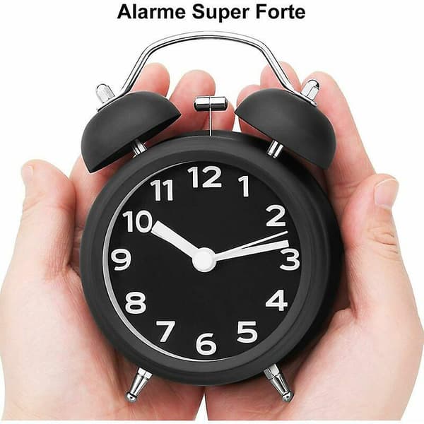 Retro Metal Double Bell Alarm Clock, Silent Mechanical Alarm Clock
