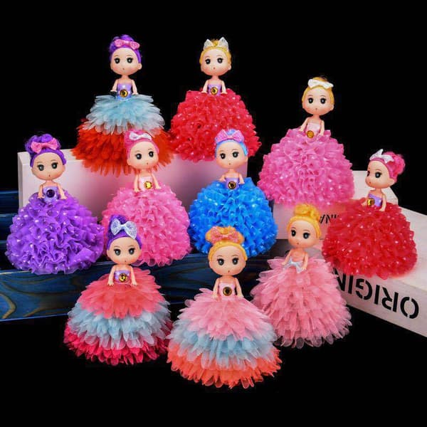 4 DIY Glødende Prinsesse Dukker til Børn (Tilfældig Farve)