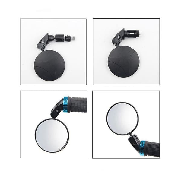 2-pack glass/silicone 360° adjustable black bicycle rearview mirrors