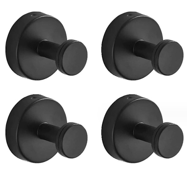 4-pack Black Round Base Hooks, Non-Perforated Suction Cups