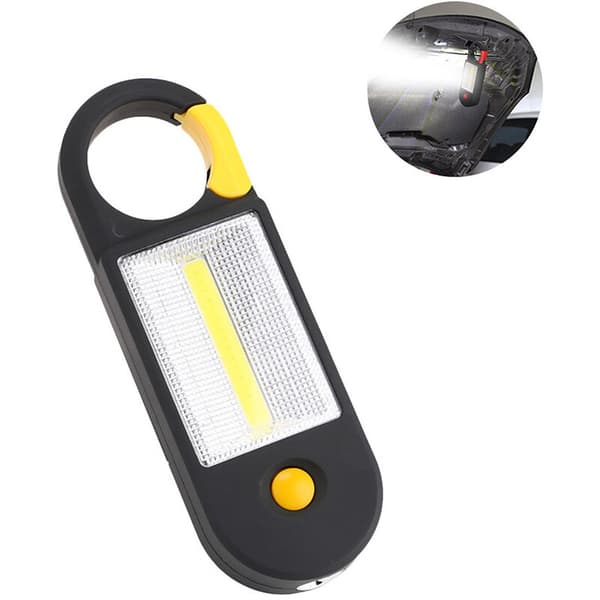 Mini bærbar COB LED lanterne lampe nødbelysning vandtæt hængekrog til camping 2 tilstande, sort gul