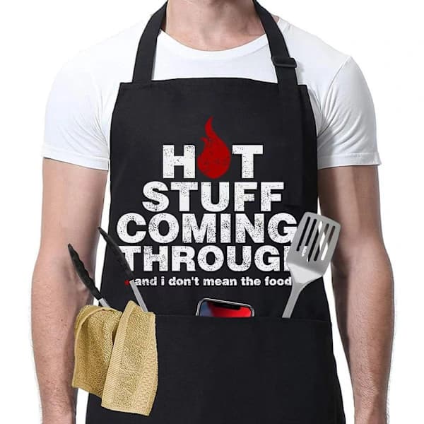 Funny Aprons for Men, MR Good Looking is Cooking, Professional Kitchen Apron Chef Make Bib Aprons with Double Pockets Adjustable 3