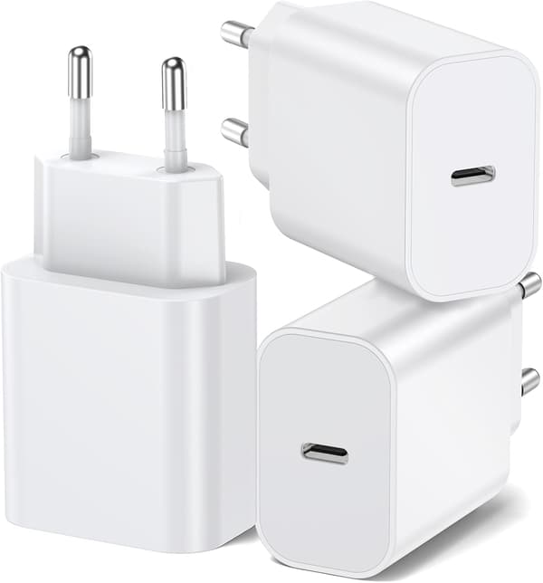 3-pak A-pple 20W USB C-strømadapter specielt designet til iPhone USB C-stik med iPhone 16/15/14/13/12 Plus Pro Max Mini