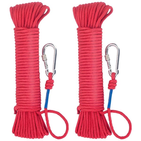 Magnetfiske Rep 20 Meter, Nylon Rep Flätad Rep Tungt Rep med Säkert Lås, Diameter 6mm Säkert och Hållbart, 2-pack