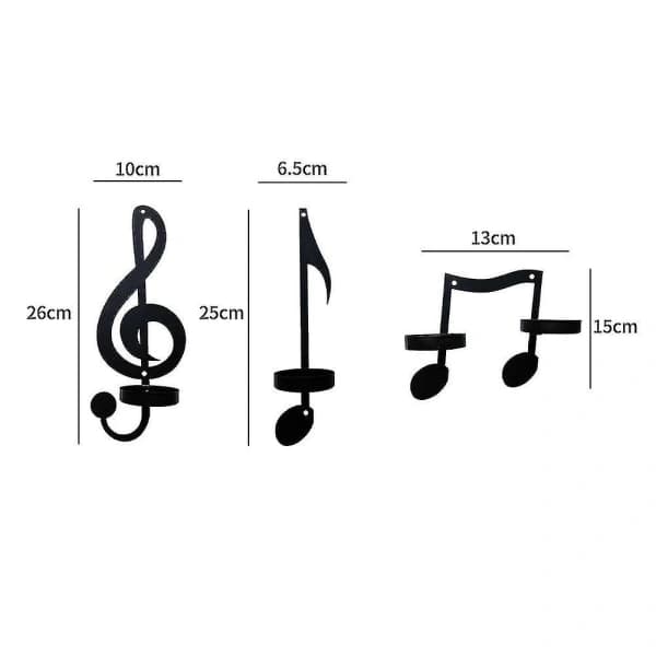Home Decor 4 Pcs Black Music Notes Wall Lamp Candlestick Creative Wall Hanging Ornaments_tfrf