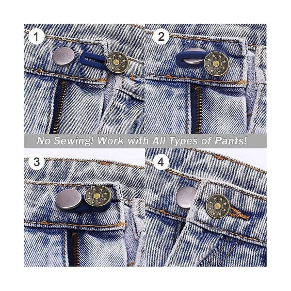 Knappforlenger for jeans, bukseknapp midjeforlenger, fleksibel justerbar elastisk midje-FA-
