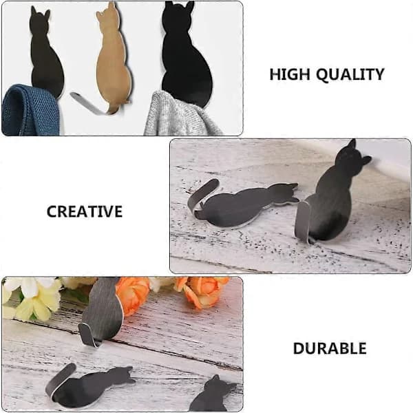 6-pack Self-Adhesive Stainless Steel Wall Hooks for Towels and Keys, Bathroom, Hallway, Grey