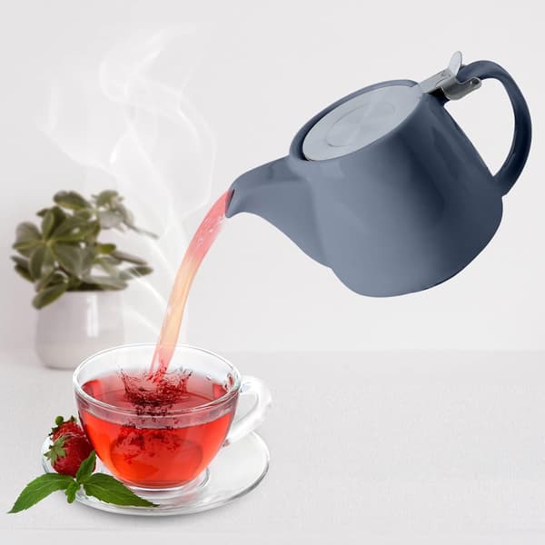 550 ml keramisk tekanne med avtakbar infuser for blomstrende te [JUN] Grå Grey