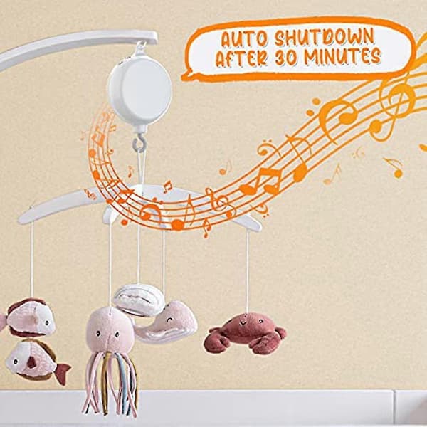 Crib Mobile Motor Baby Music Box Spin With 3 Modes Volume Adjustable 12 Lullabies Auto-off After [Db]