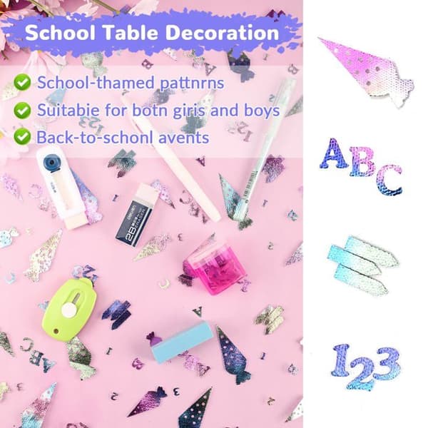 Bordløber til skolestart 28 cm x 5 m 123ABC - Borddekoration til piger
