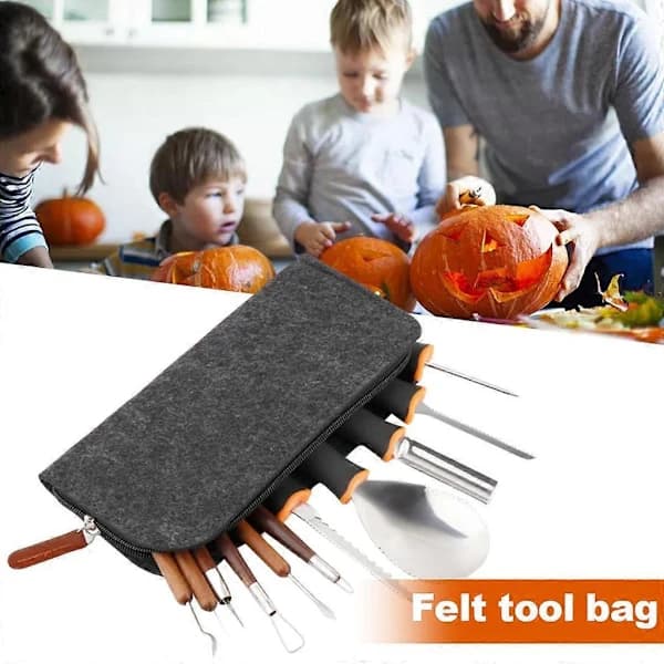 Precision Pumpkin Carving Tool Kit, Engraving Knives, 11 Pieces, Felt Bag