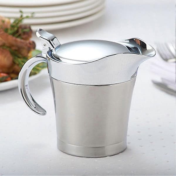 304 Rustfrit Stål Dobbeltlags Isolering Sovsekande Sovsebåd Serveringskande Køkkenredskab 450ml