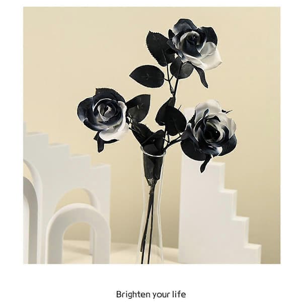 Halloween Sorte Simulerede Roseblomster Ornament Blomsterarrangement Rekvisitter Simulerede Blomster