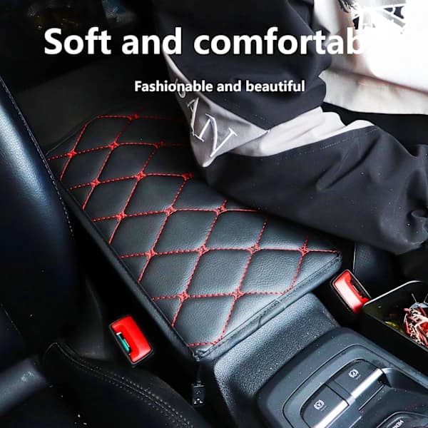 NA/Center Console Cover, Soft and Comfortable PU Leather Car Armrest Pad, Waterproof and Scratch-Resistant Armrest