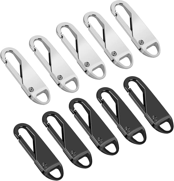 Zipper Pull Replacement 10 Pcs, Detachable Metal Zipper Pull for Suitcases, Coats, Boots, Backpacks
