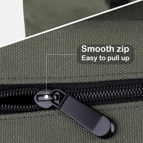 16A Canvas Roll-Up Tool Bag with 5 Zipper Pockets, Multifunctional