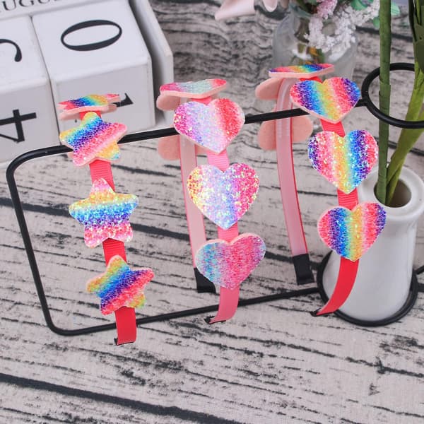 Glitterhjärtan Flickor Hårband Regnbåge Stjärna Hariband För Barn Flickor Hårtillbehör Pack Om 8