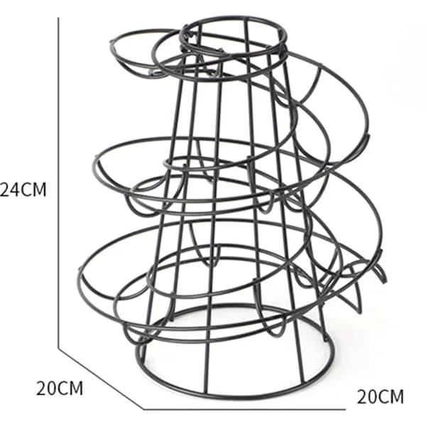 Æggedispenser Stativ Spiraldesign Metal Æggeskærm Fristående Tråd Kylling Æggeopbevaring Organizer Displayholder Sort