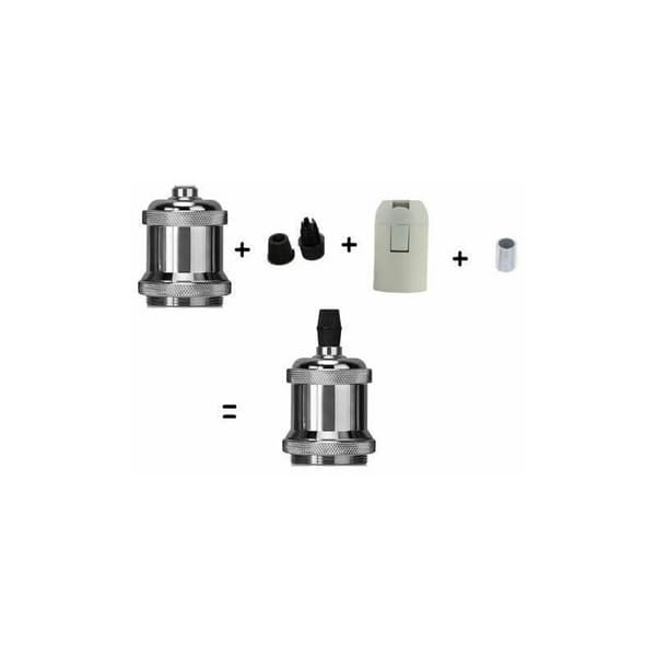 Et sett med 3-Socket E27 Spiral DIY Retro Lampeadaptere for Pendellampeoppheng, Sølv